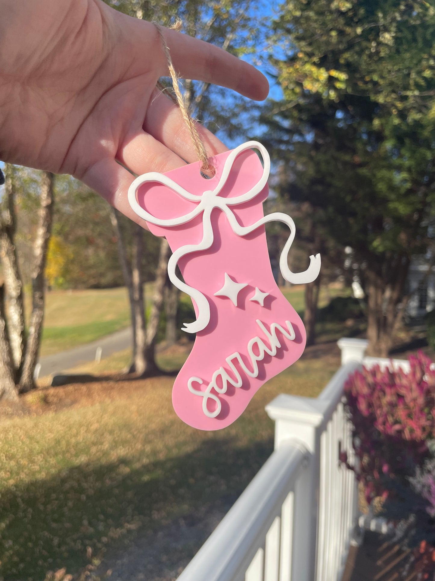Holiday Stocking Custom Name Gift Tag with Twine