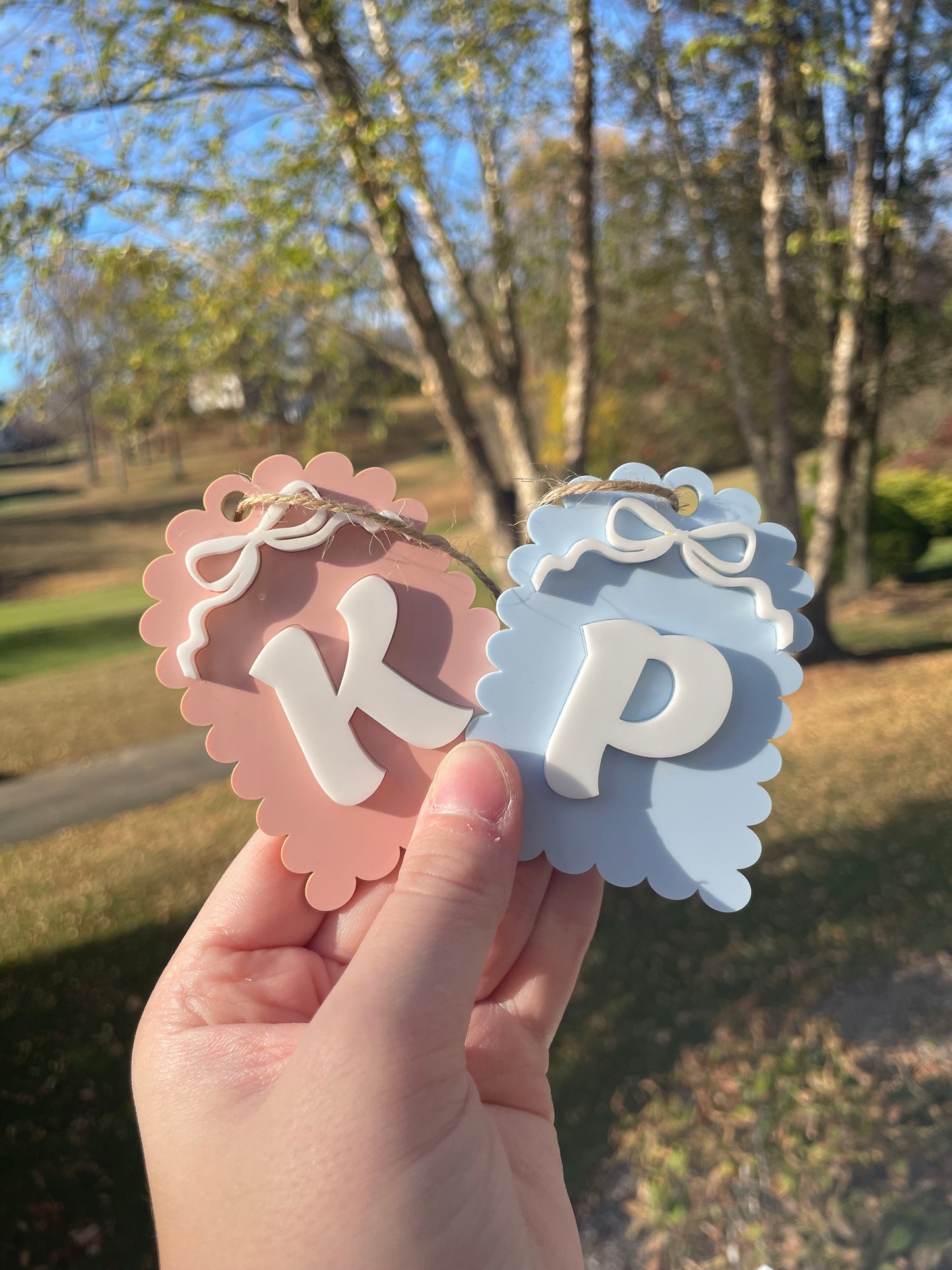 Scalloped Pastel Bow Gift Tag with Twine