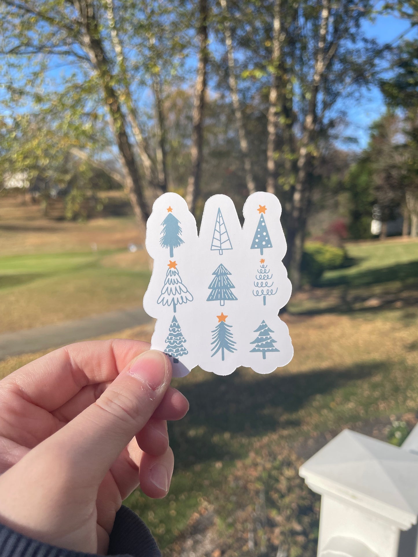 Adorable Christmas Trees Matte Die Cut Sticker