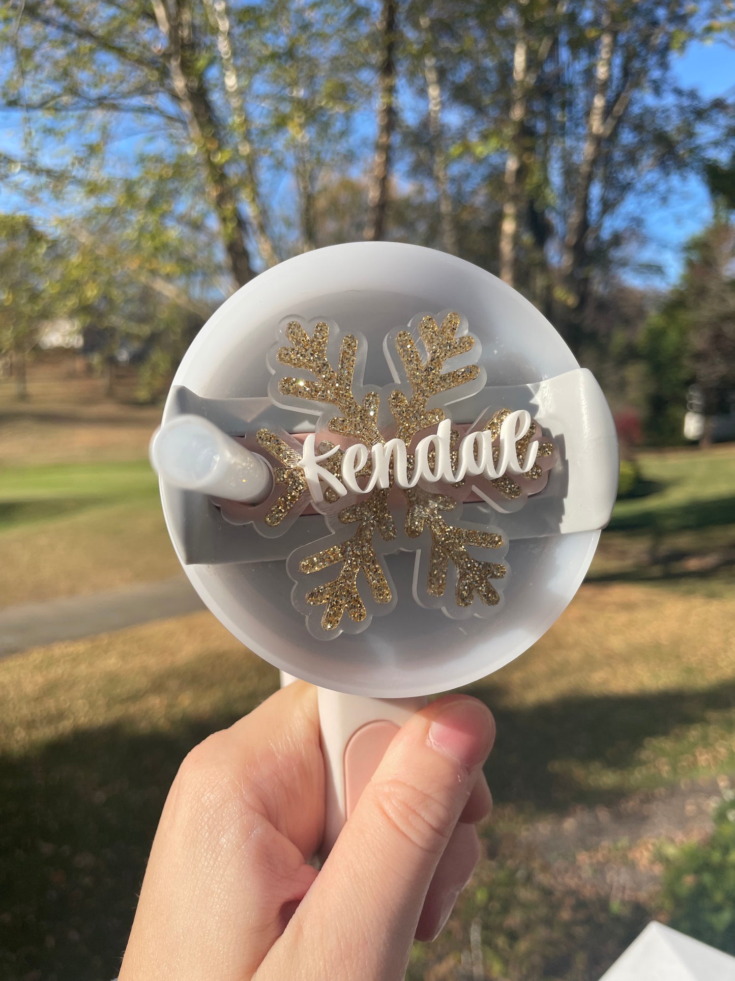 Sparkling Snowflake Custom Name 30 and 40 ounce Stanley Topper for Waterbottles
