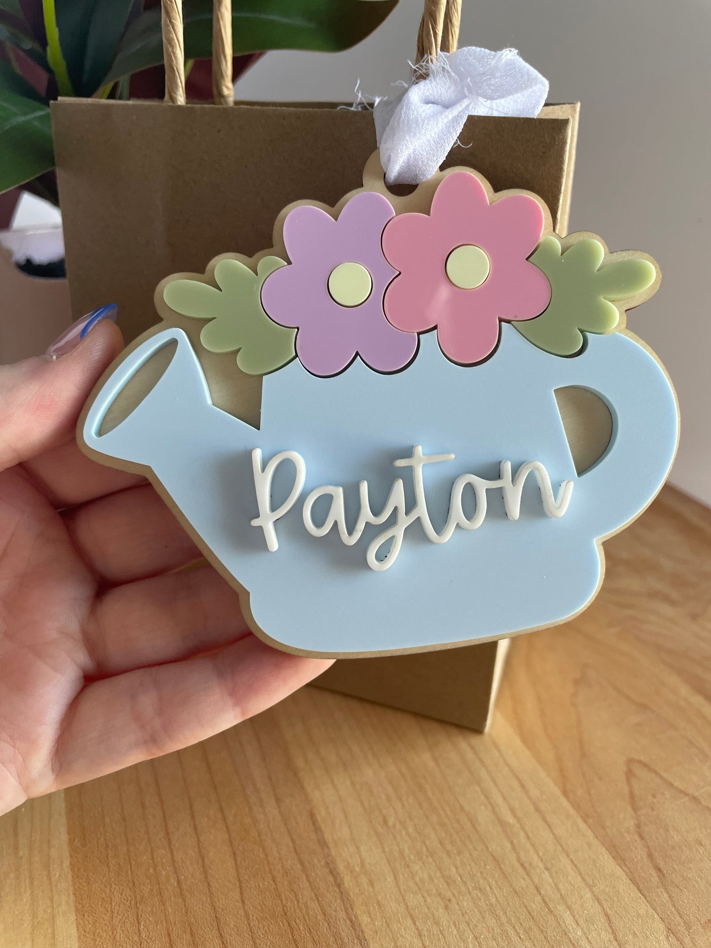 Blooming Watering Can Acrylic Gift Tag