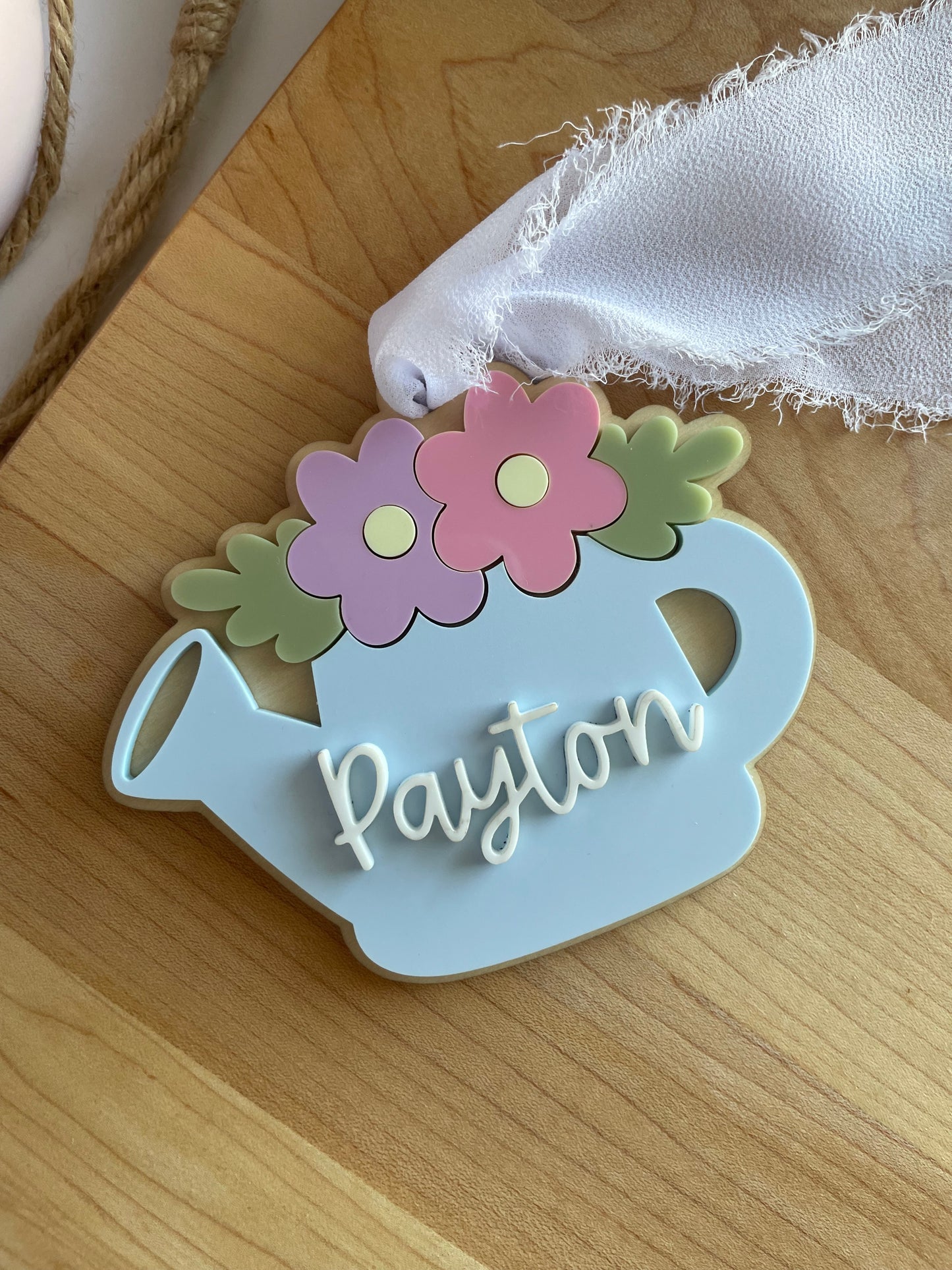 Blooming Watering Can Acrylic Gift Tag