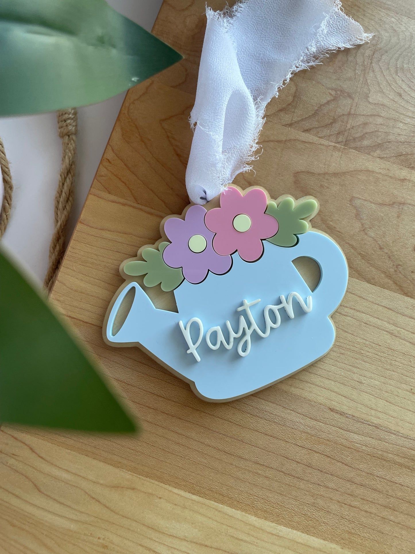 Blooming Watering Can Acrylic Gift Tag