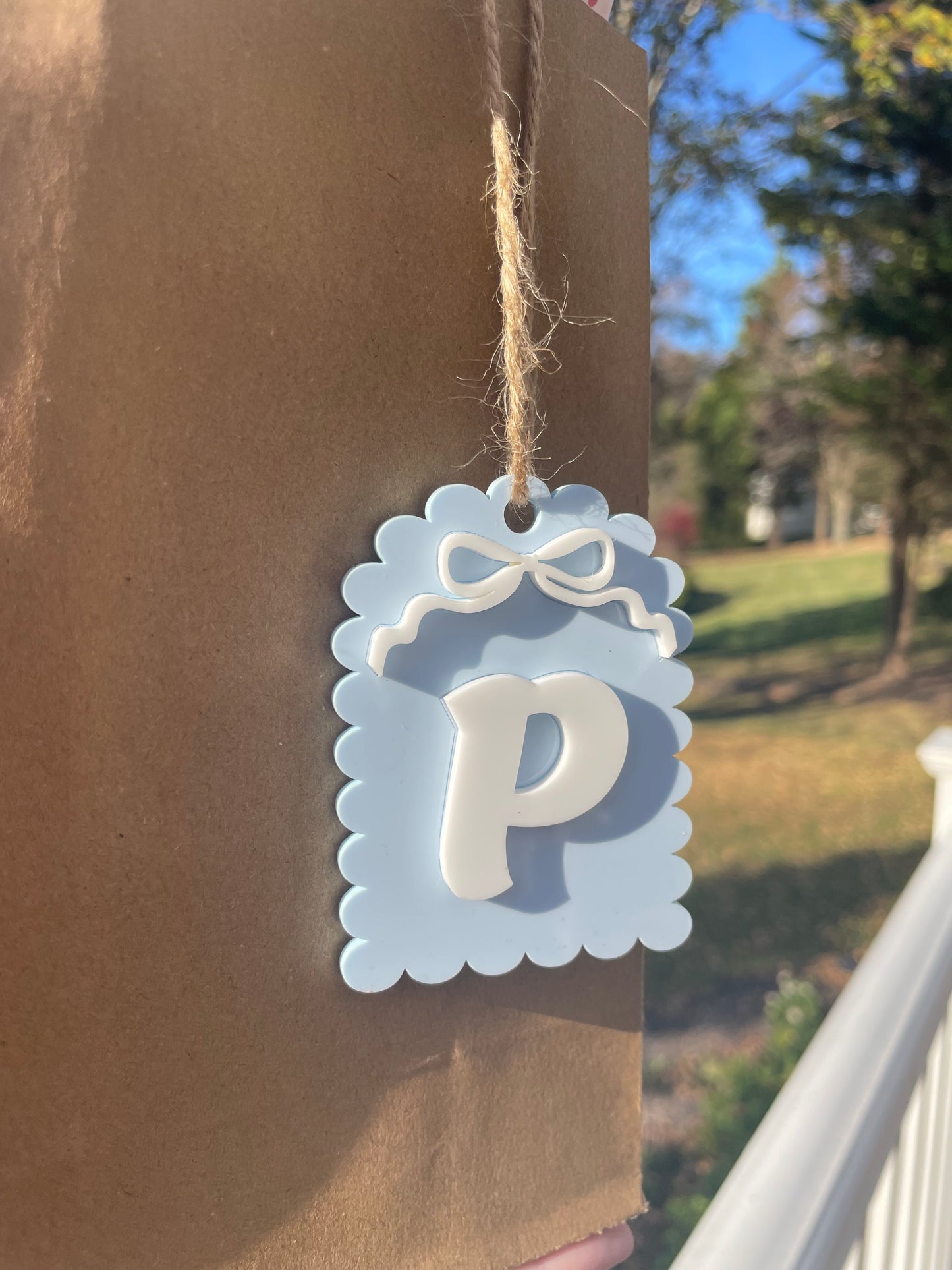 Scalloped Pastel Bow Gift Tag with Twine