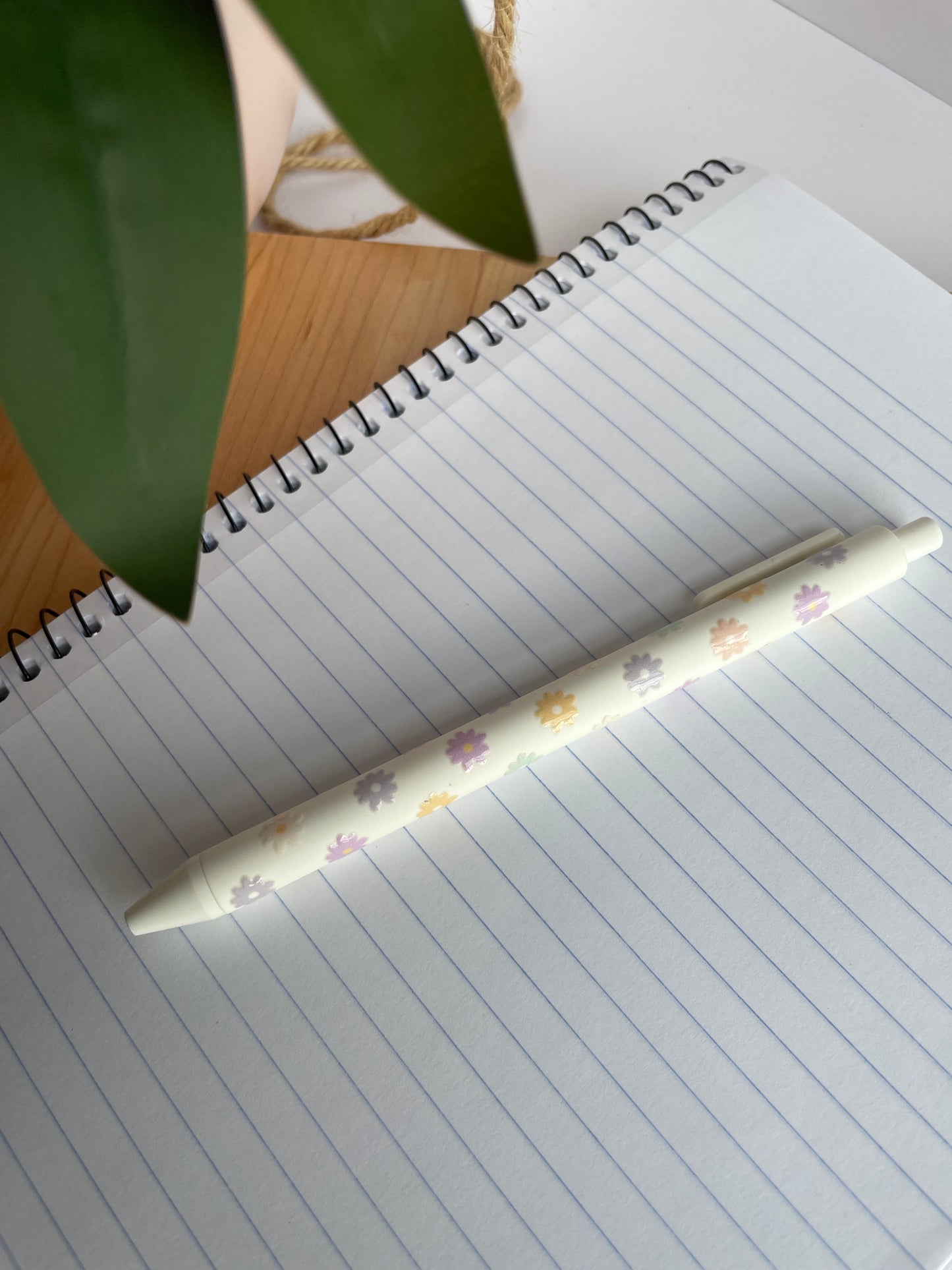 Colorful Flowers Black Ballpoint Pen