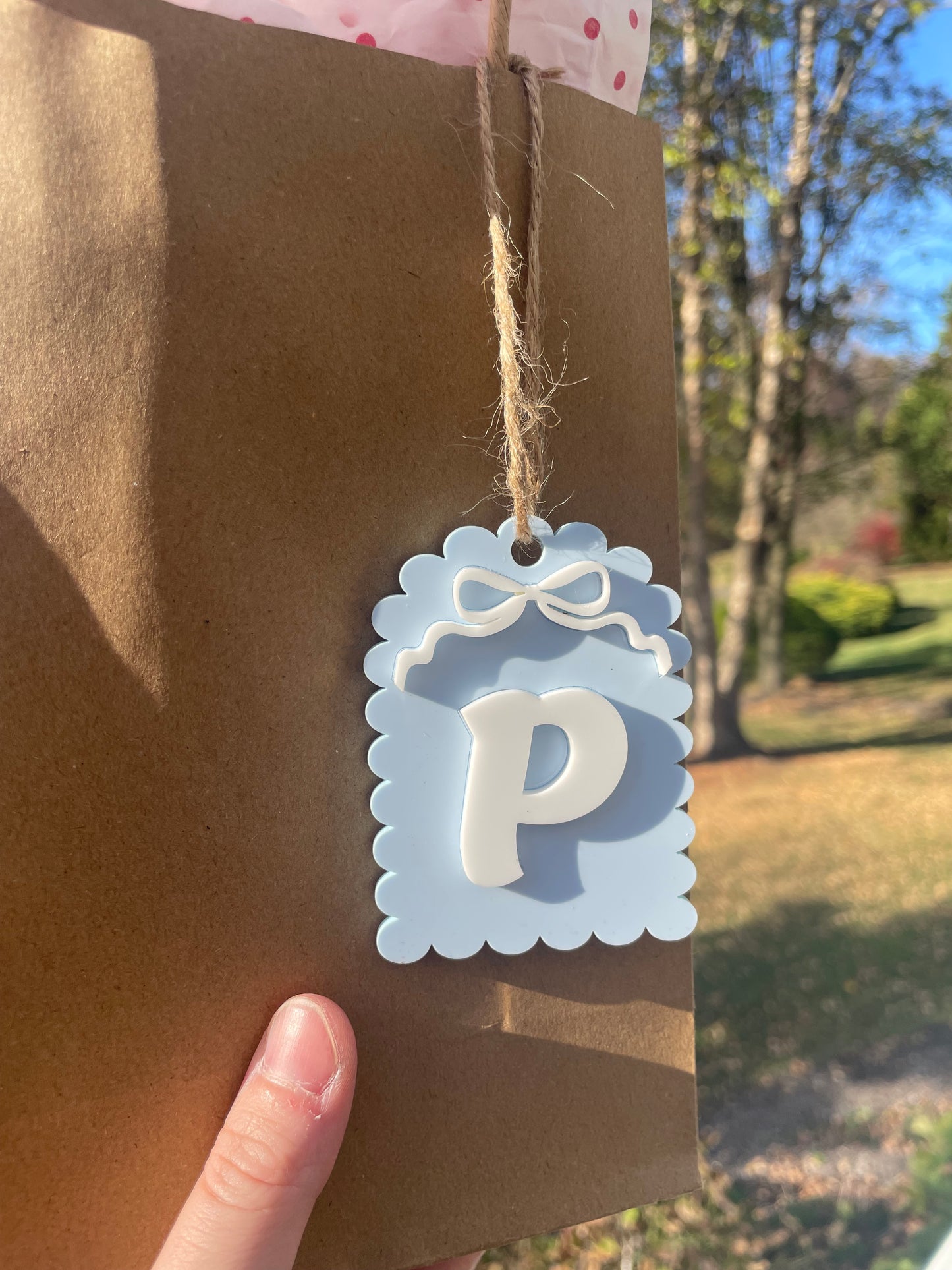 Scalloped Pastel Bow Gift Tag with Twine