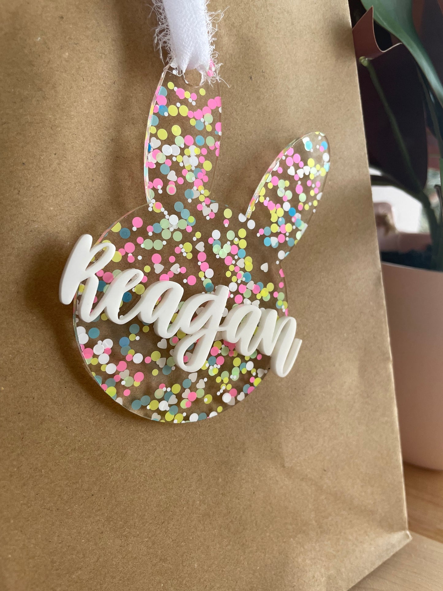 Pastel Confetti Bunny Gift Tag