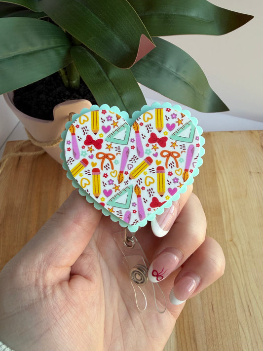 Teacher Doodles Acrylic Badge Reel