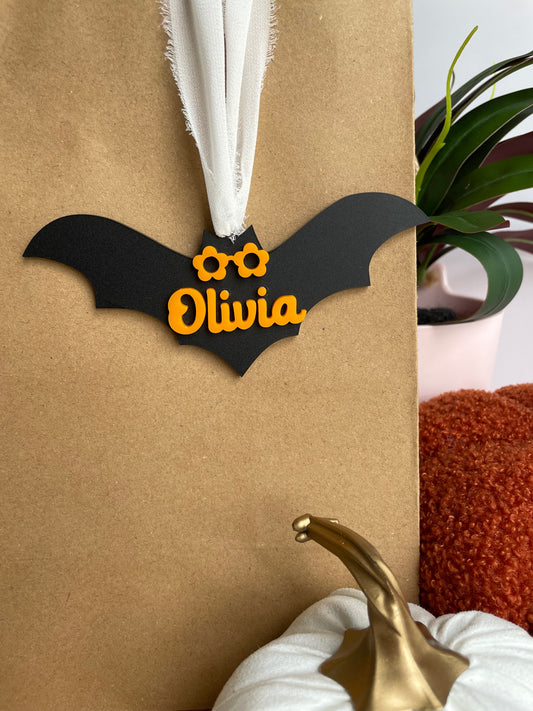 Groovy Black Bat Acrylic Gift Tag