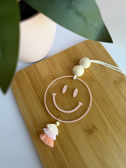 Smiley Face Acrylic Rear View Mirror Car Charm