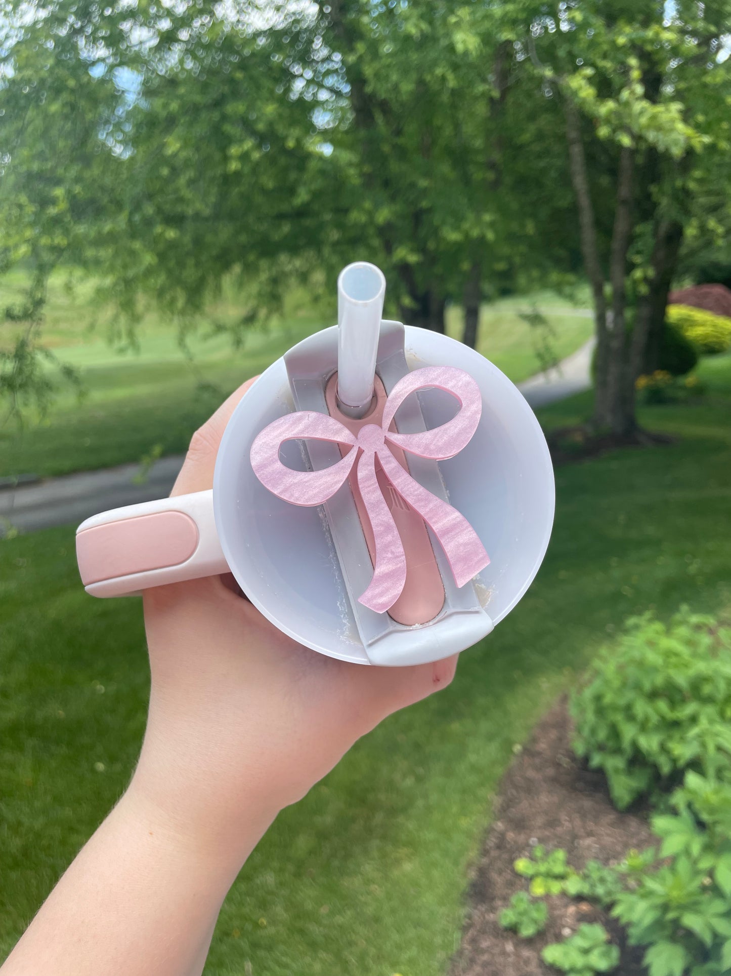 Pink Pearl Bow Adorable 30 and 40 ounce Stanley Topper for Waterbottles