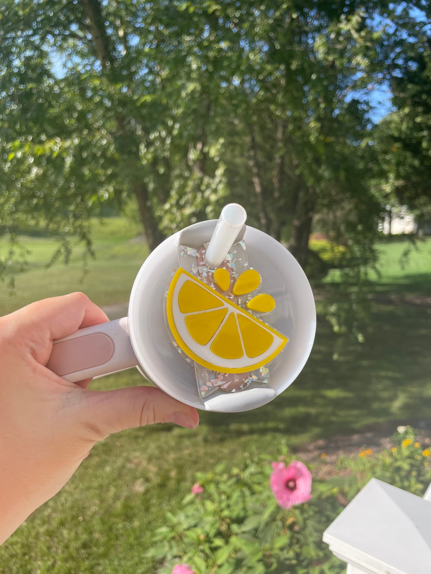Sparkly Yellow Lemon 30 and 40 ounce Stanley Topper for Waterbottles
