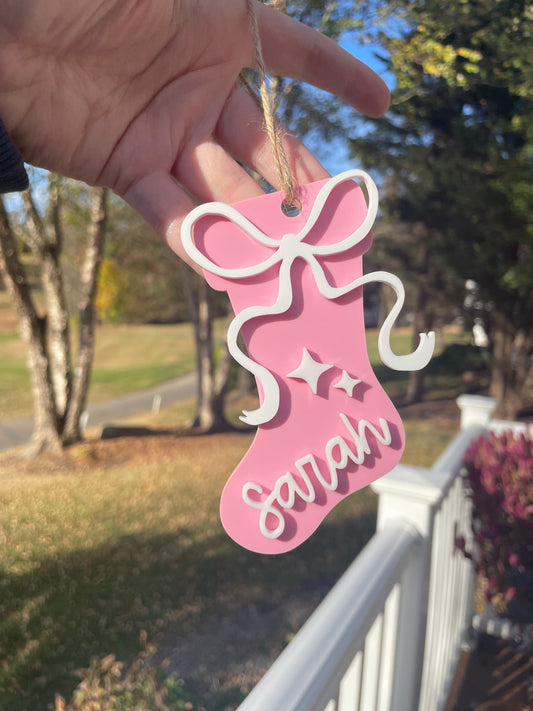 Holiday Stocking Custom Name Gift Tag with Twine