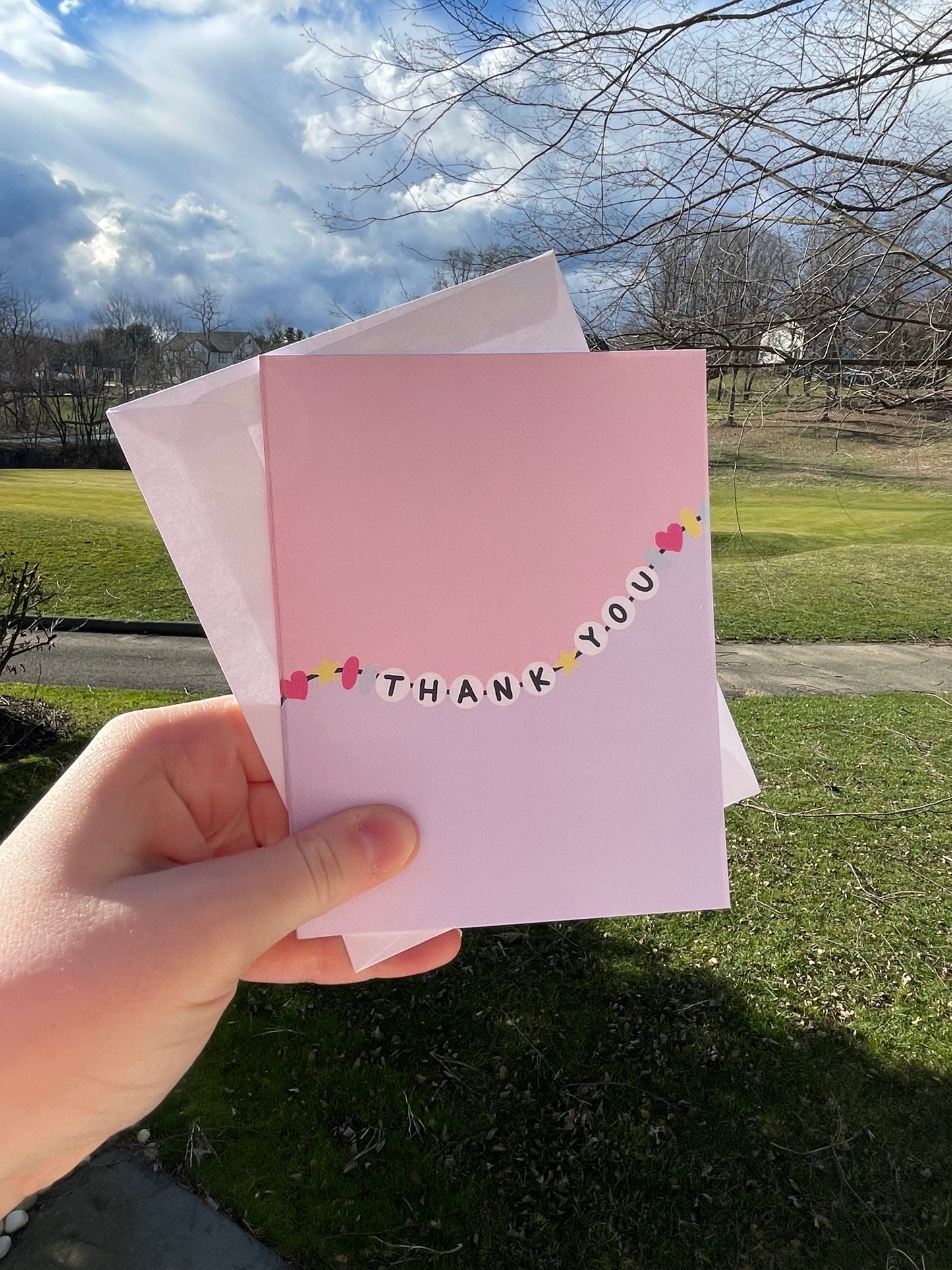 Thank You Friendship Bracelet Blank Card with White Envelope