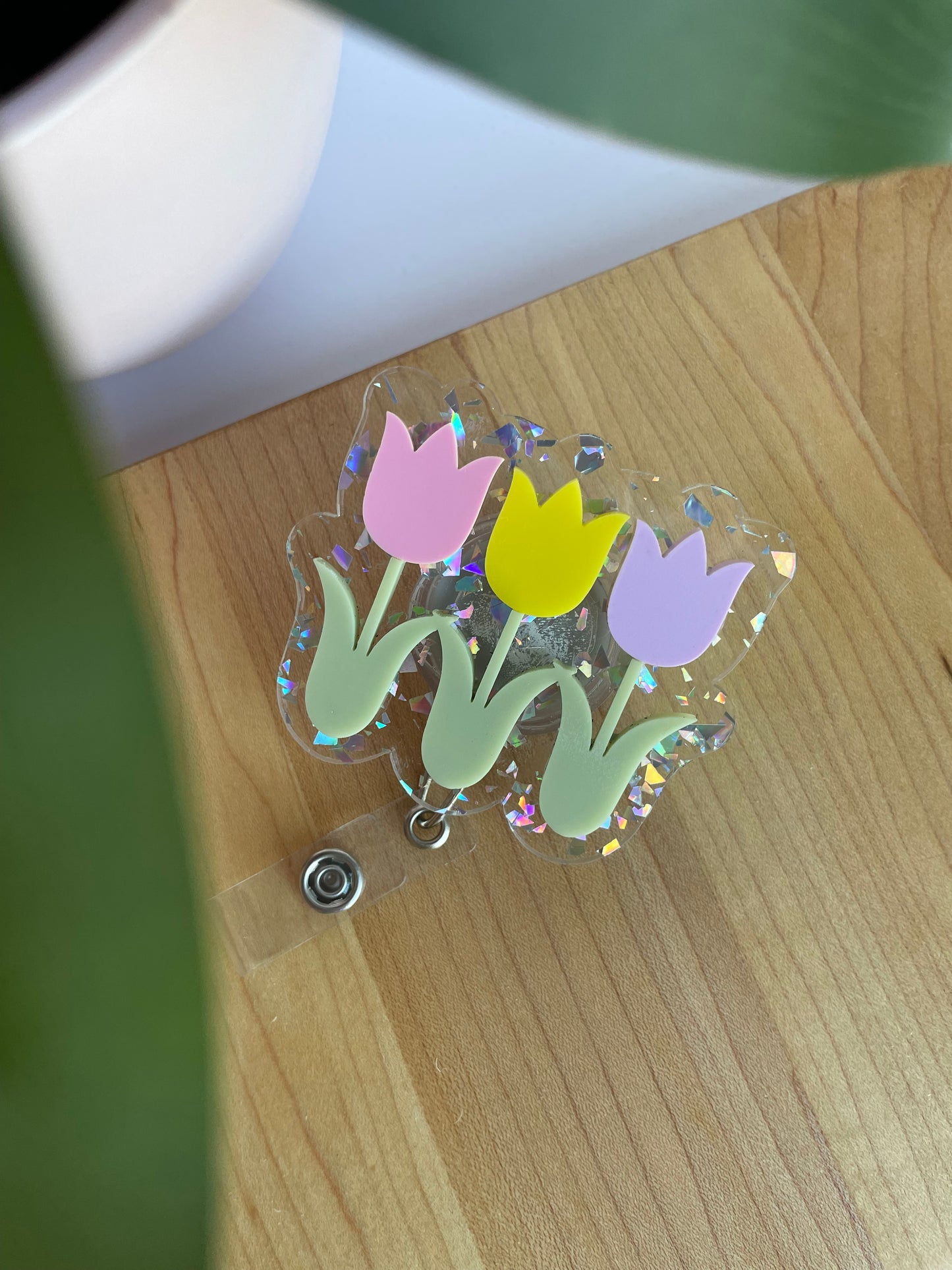 Spring Tulips Acrylic Badge Reel