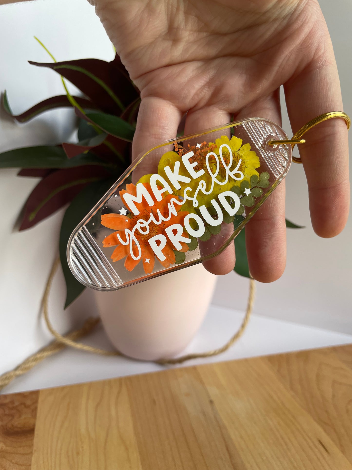 Colorful Dried Flower Clear Acrylic Keychains