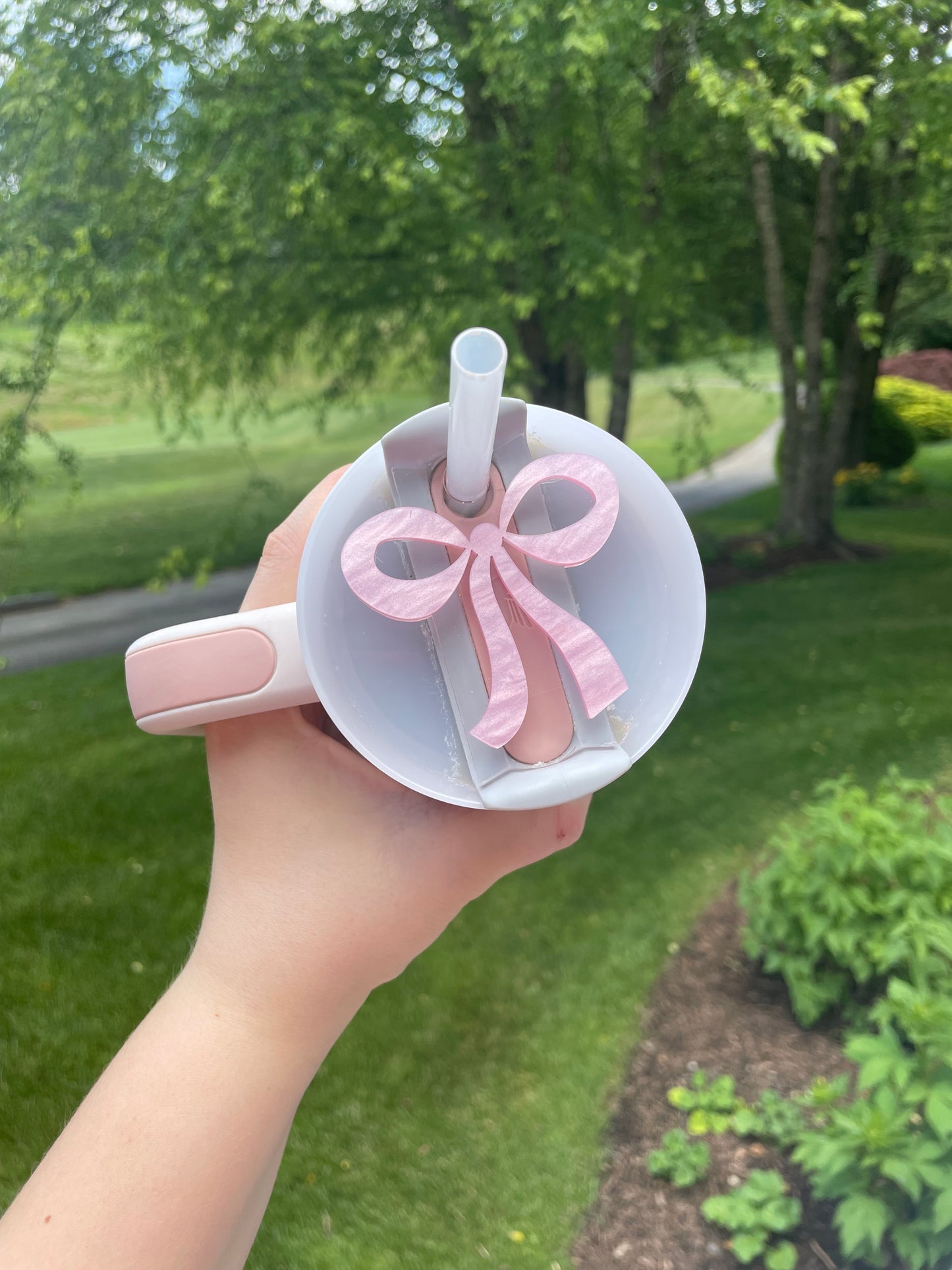 Pink Pearl Bow Adorable 30 and 40 ounce Stanley Topper for Waterbottles