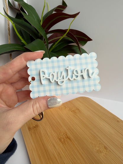 Scalloped Name Acrylic Keychain with Gold Features