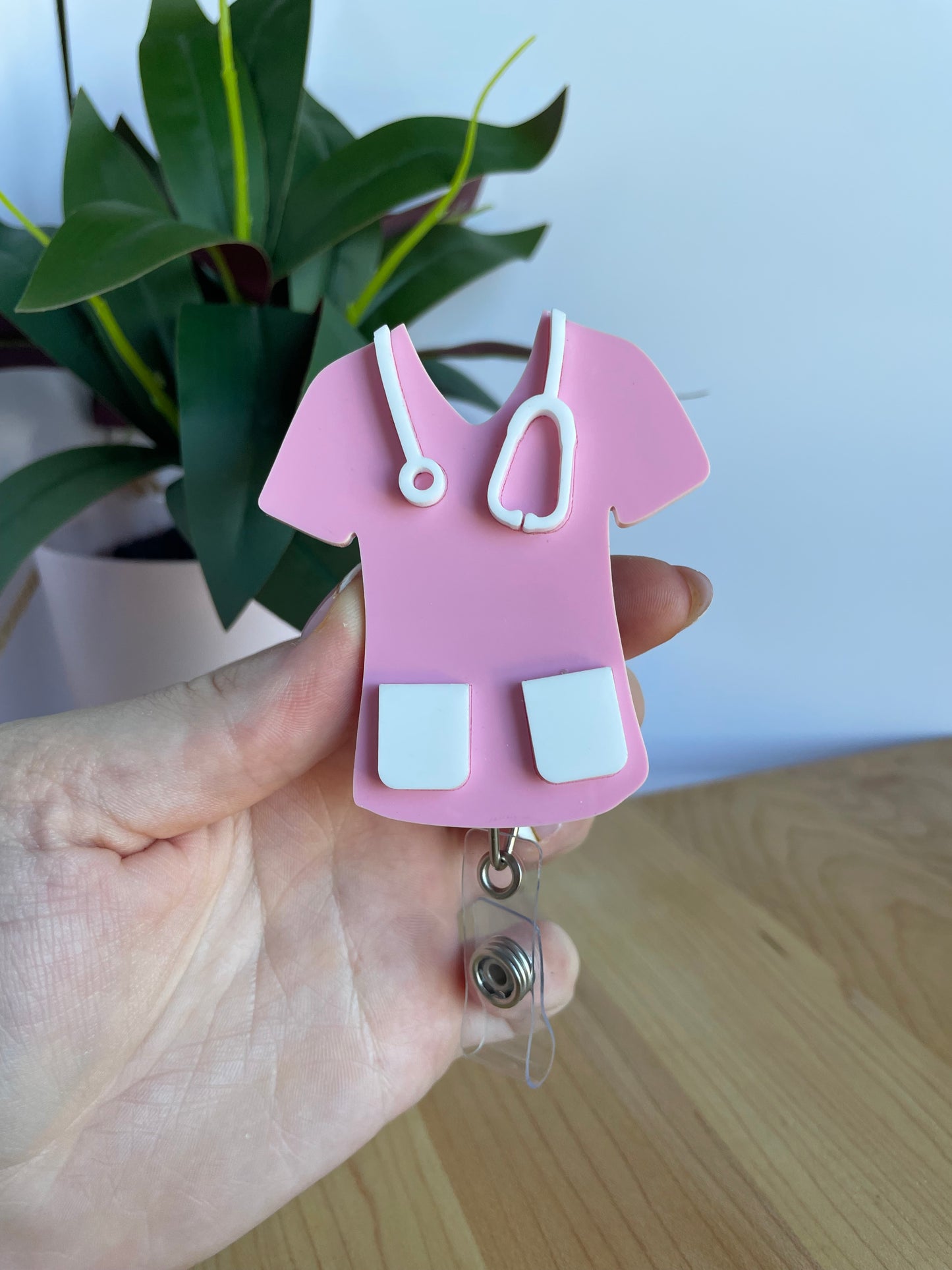 Cute Nurses Scrubs Acrylic Badge Reel