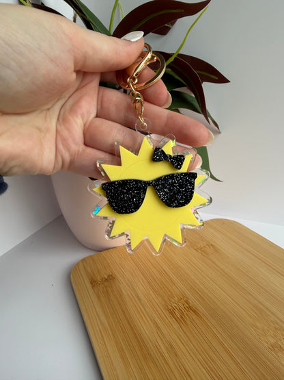 Sunny Shades Acrylic Keychain with Gold Features