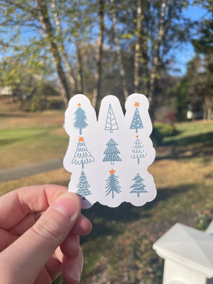 Adorable Christmas Trees Matte Die Cut Sticker