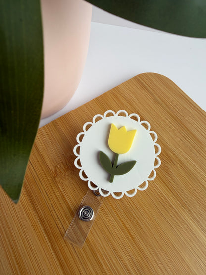 Scalloped Tulip Acrylic Badge Reel
