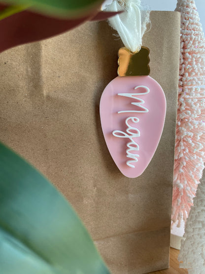 Pastel Christmas Lightbulb Gift Tag/Ornament