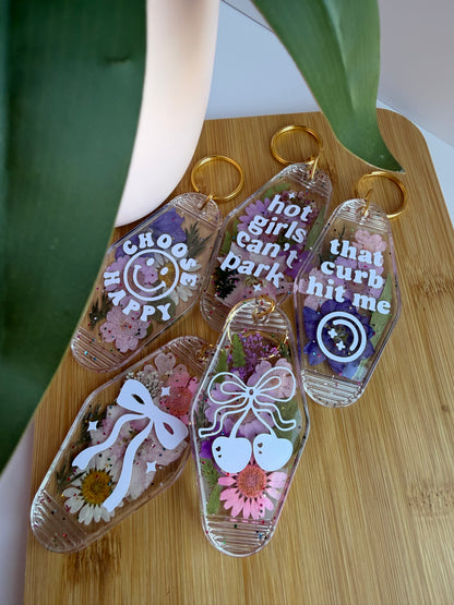 Colorful Dried Flower Clear Acrylic Keychains