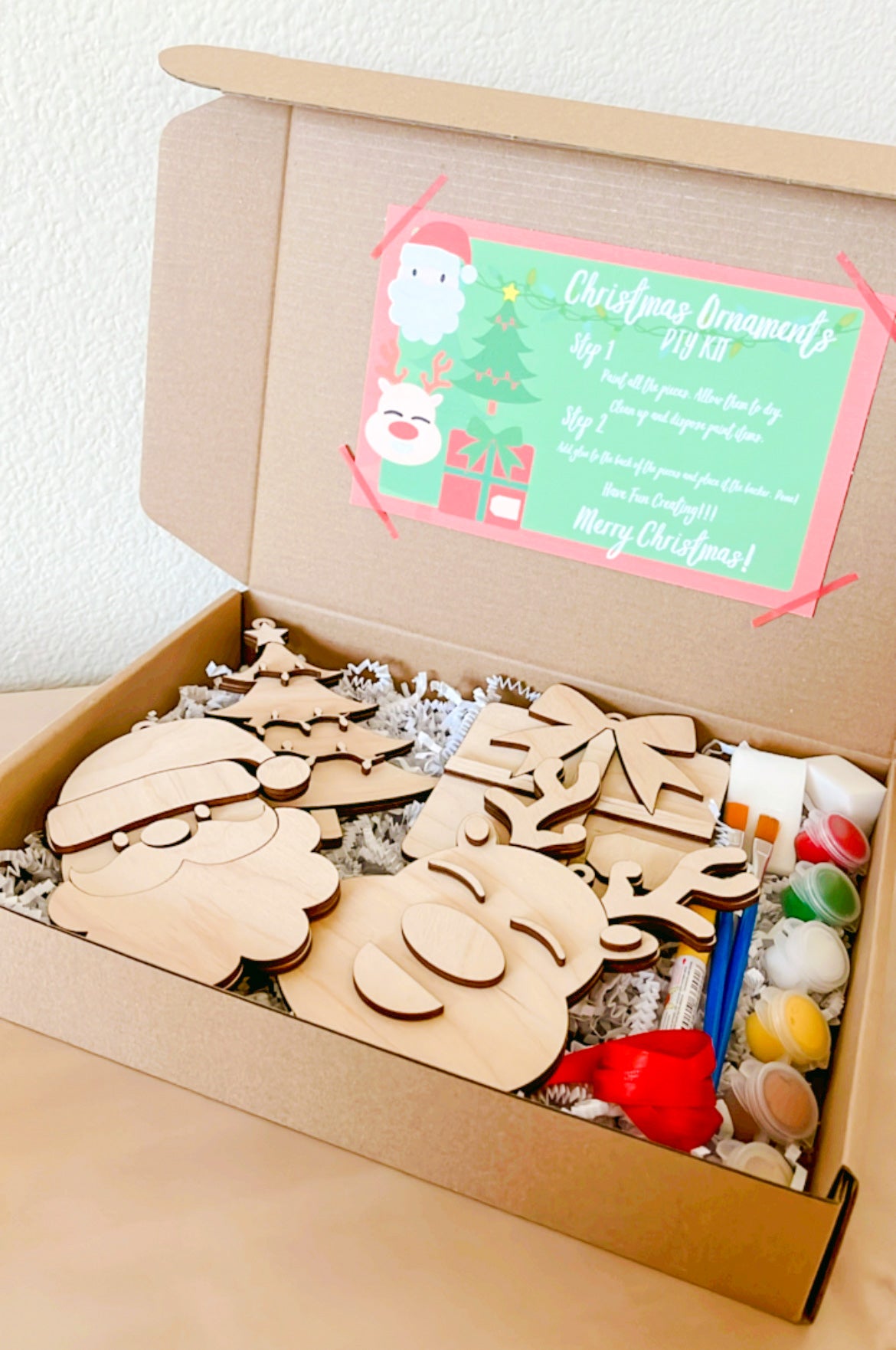 Paint Your Own Wooden 4 Pack of Christmas Ornaments with Paint and Paintbrushes Included