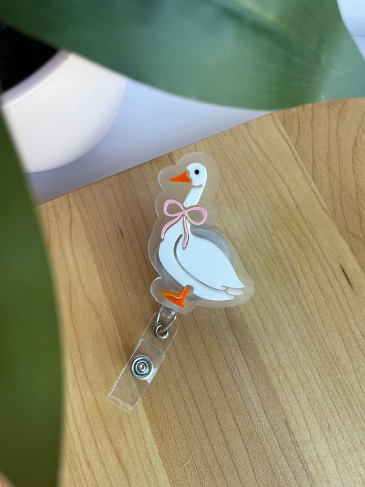 Silly Little Goose Acrylic Badge Reel