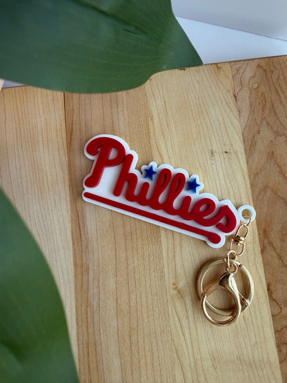 Philadelphia Phillies Acrylic Keychain with Gold Features