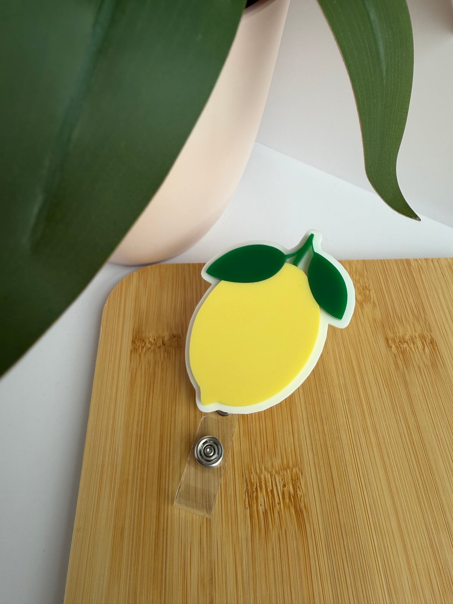 Yellow Lemon Acrylic Badge Reel