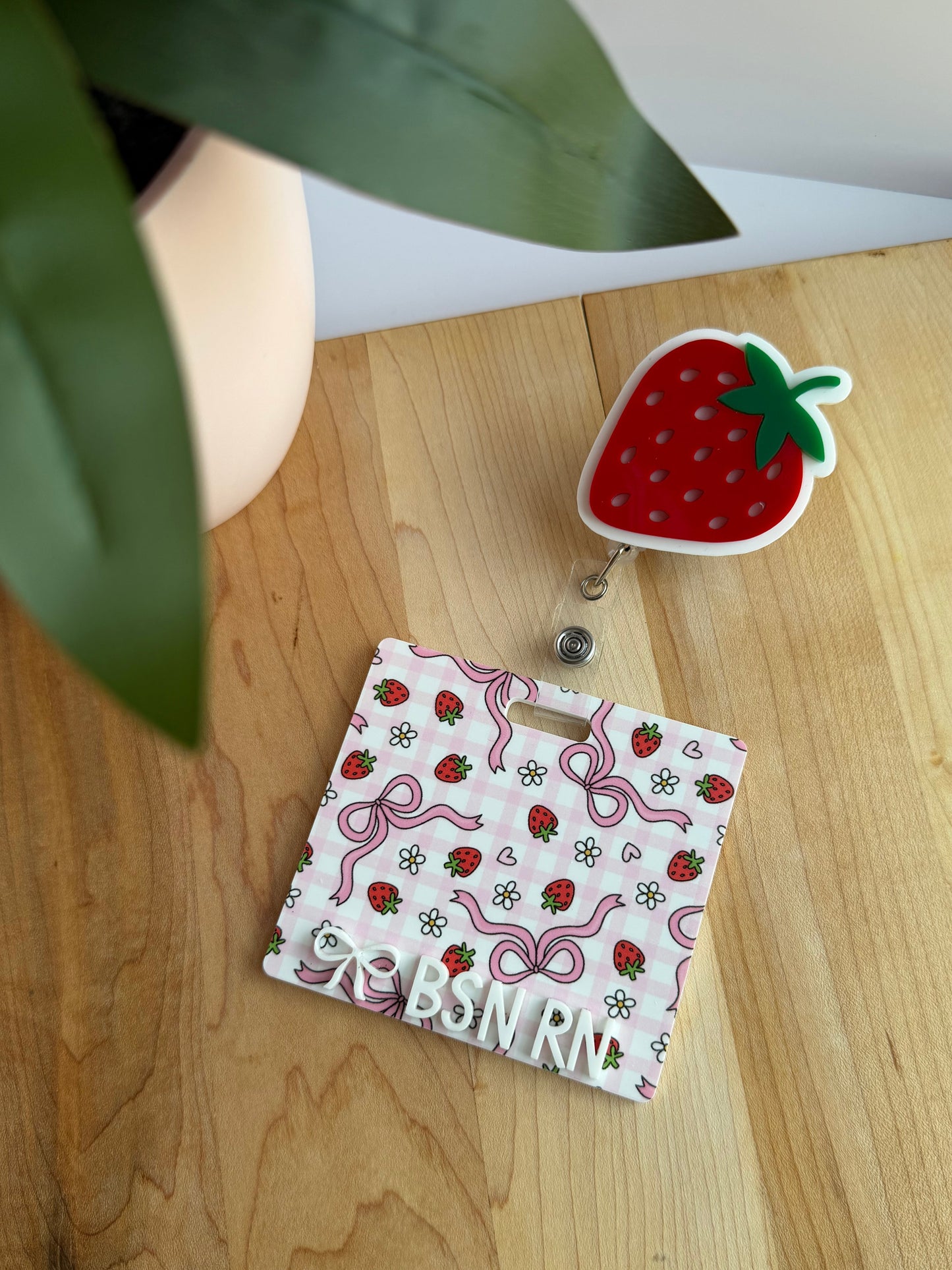 Strawberries, Bows, and Daisies Badge Reel and Backer Bundle