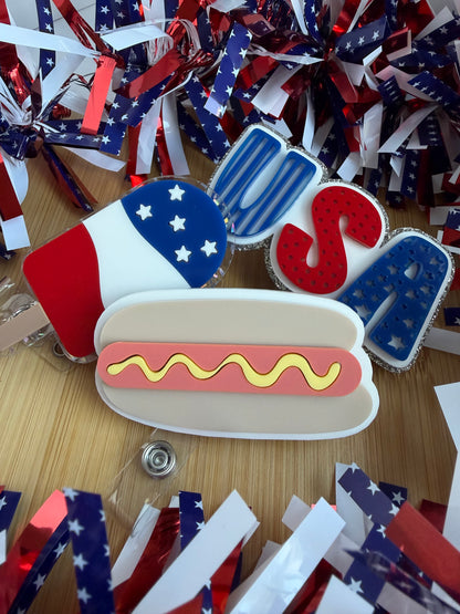Patriotic USA Acrylic Badge Reel Bundle