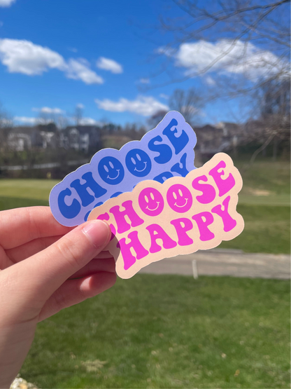 Choose Happy Pink or Blue Die Cut Matte Sticker