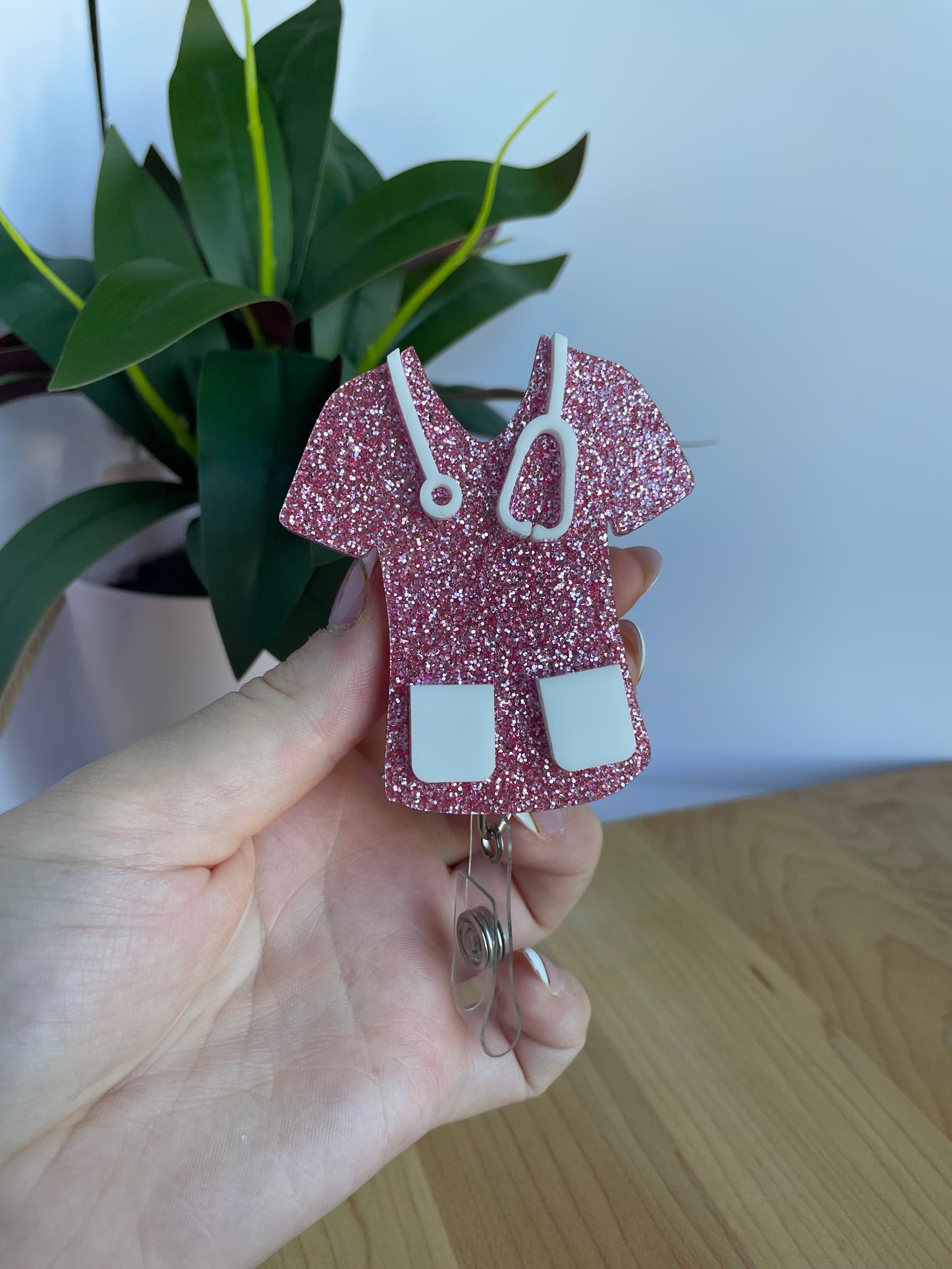 Cute Nurses Scrubs Acrylic Badge Reel