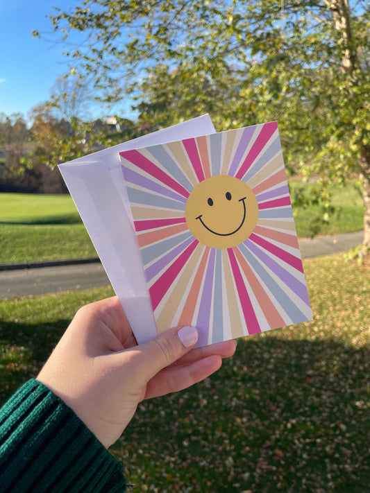 Rainbow Smiley Blank Greeting Card with White Envelope