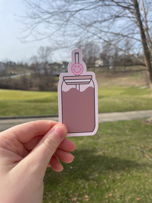 Smiley Iced Coffee Girly Matte Die Cut Sticker