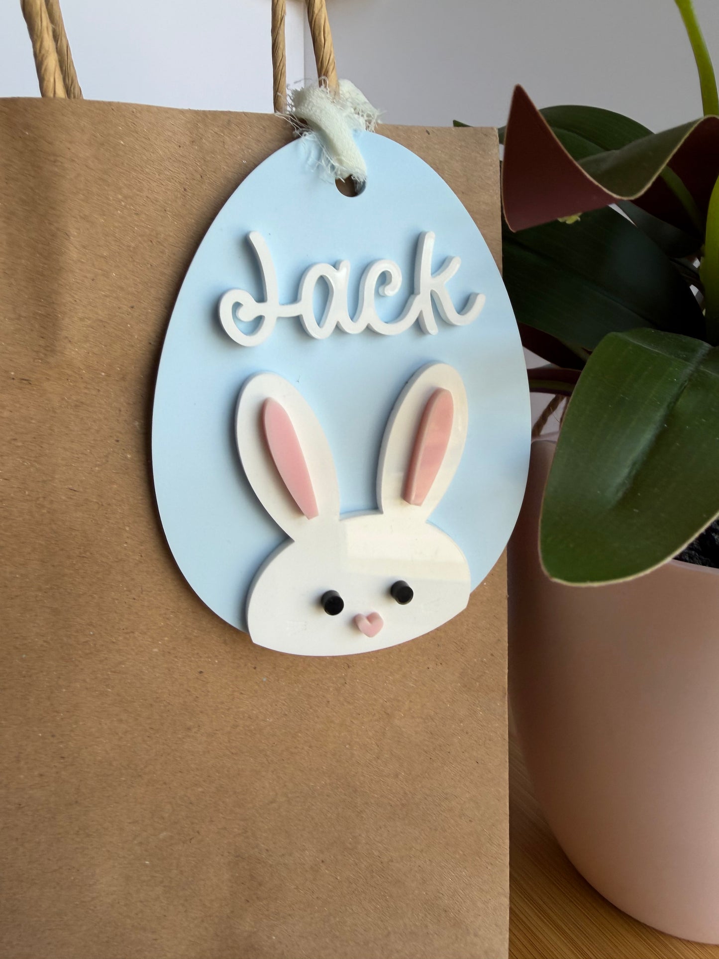 Easter Bunny Egg Acrylic Gift or Basket Tag