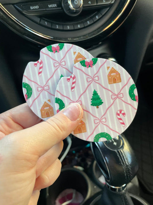 Christmas Doodles Car Coasters