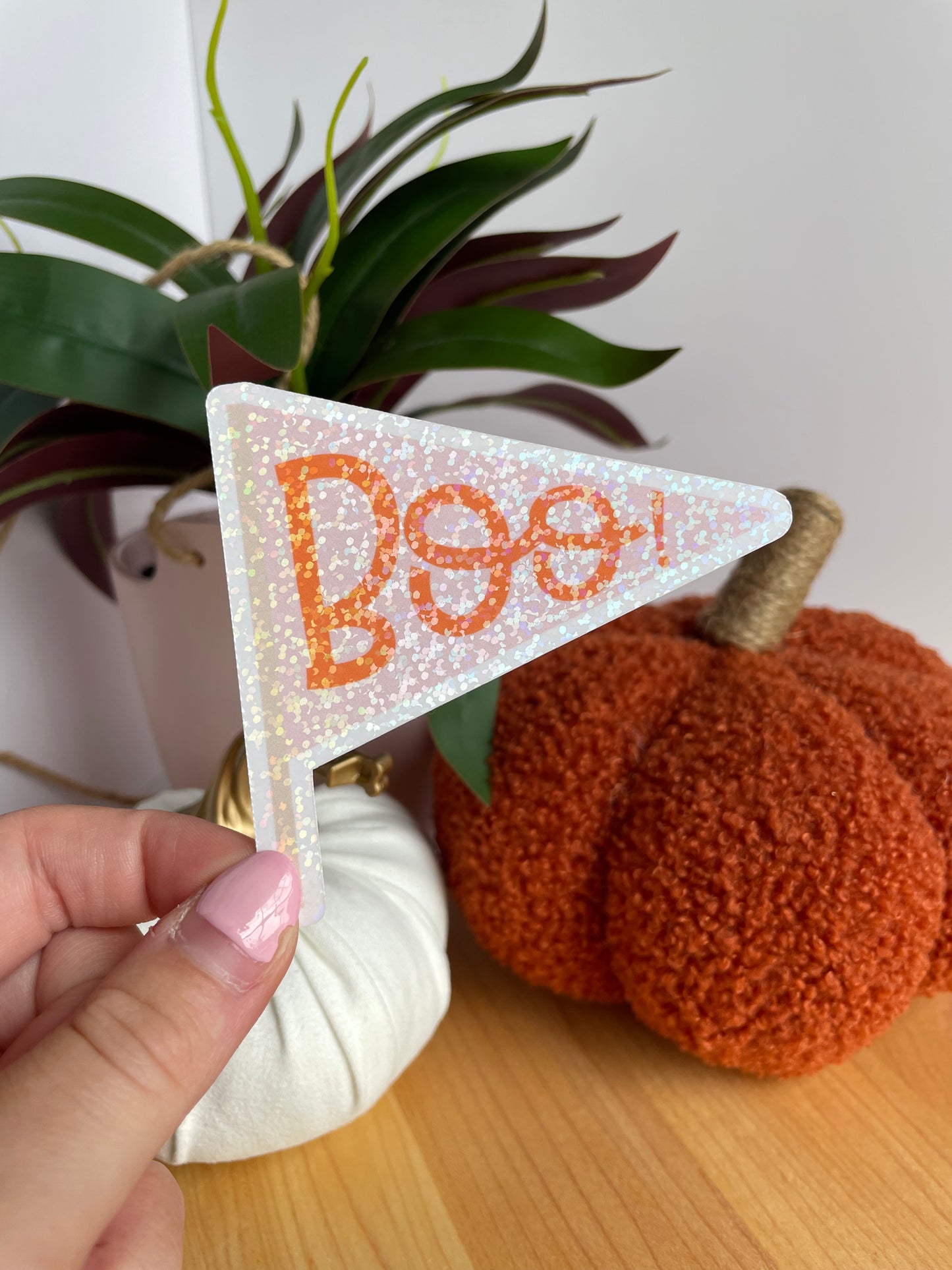 Boo! Pendant Flag Sparkly Glossy Sticker