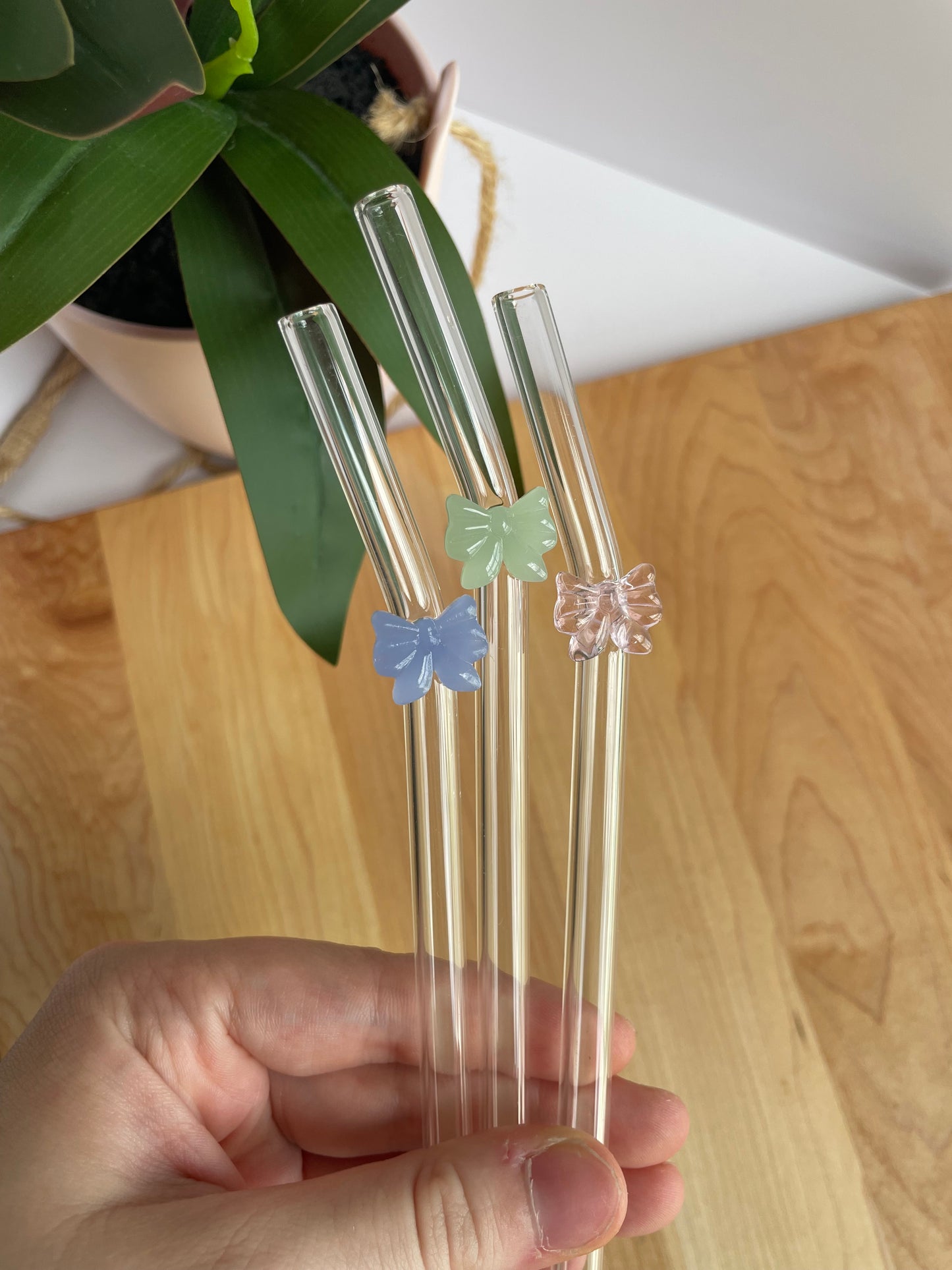 Colorful Bows Glass Straws