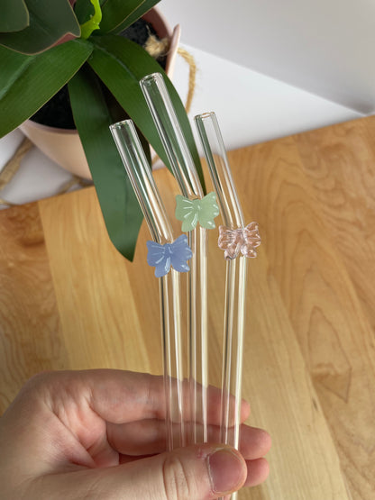 Colorful Bows Glass Straws