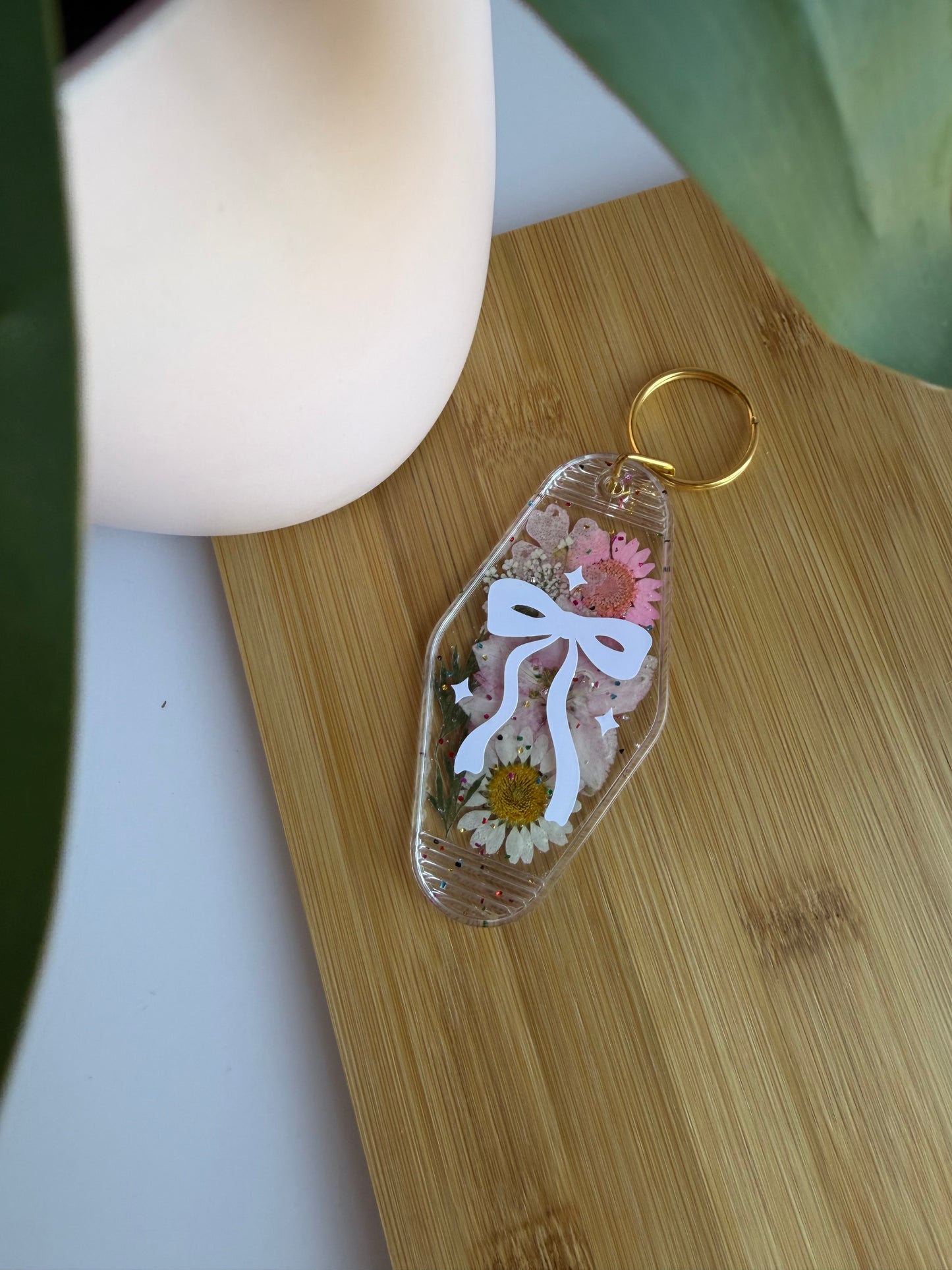 Colorful Dried Flower Clear Acrylic Keychains