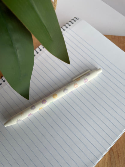 Colorful Flowers Black Ballpoint Pen