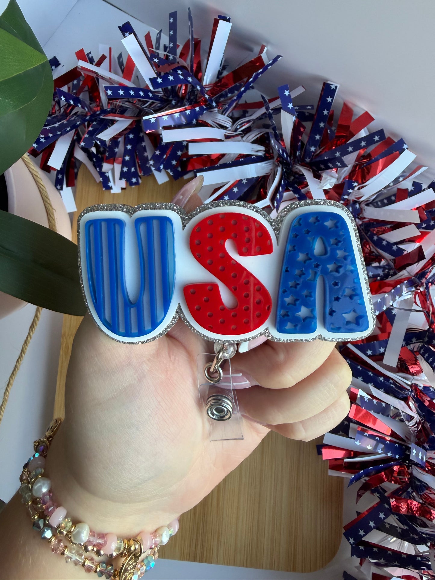 Patriotic USA Acrylic Badge Reel Bundle