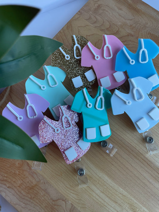 Cute Nurses Scrubs Acrylic Badge Reel