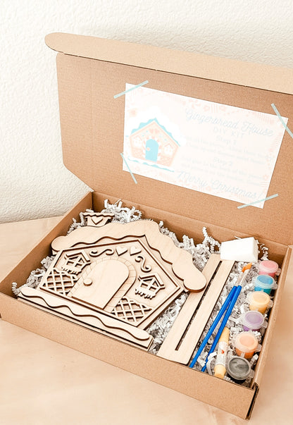 Paint Your Own Holiday Wooden Gingerbread House with Paints and Paintbrushes Included