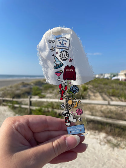 Cousins Beach Clear Acrylic Bookmark with Chiffon Ribbon