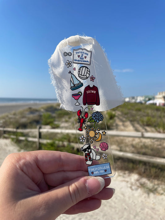 Cousins Beach Clear Acrylic Bookmark with Chiffon Ribbon
